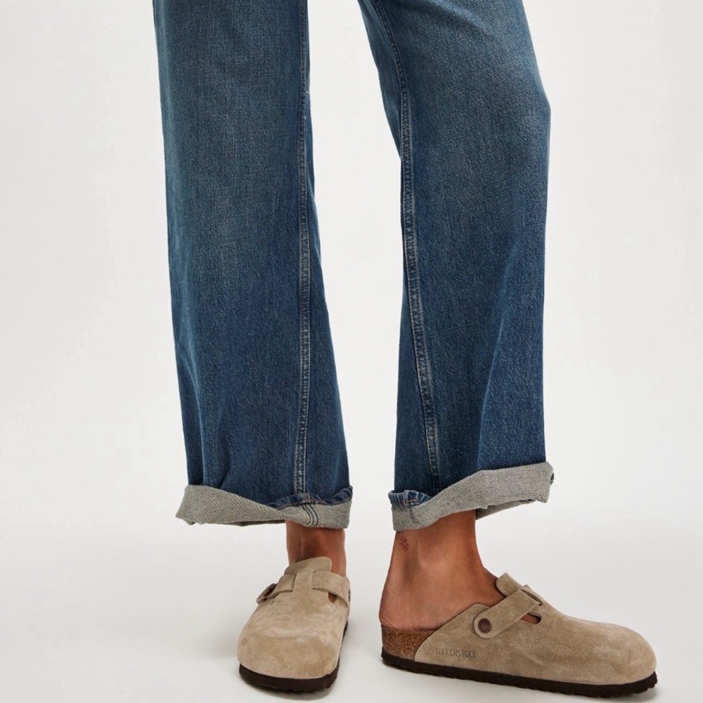 Birkenstock Suede Clog Mules in Taupe